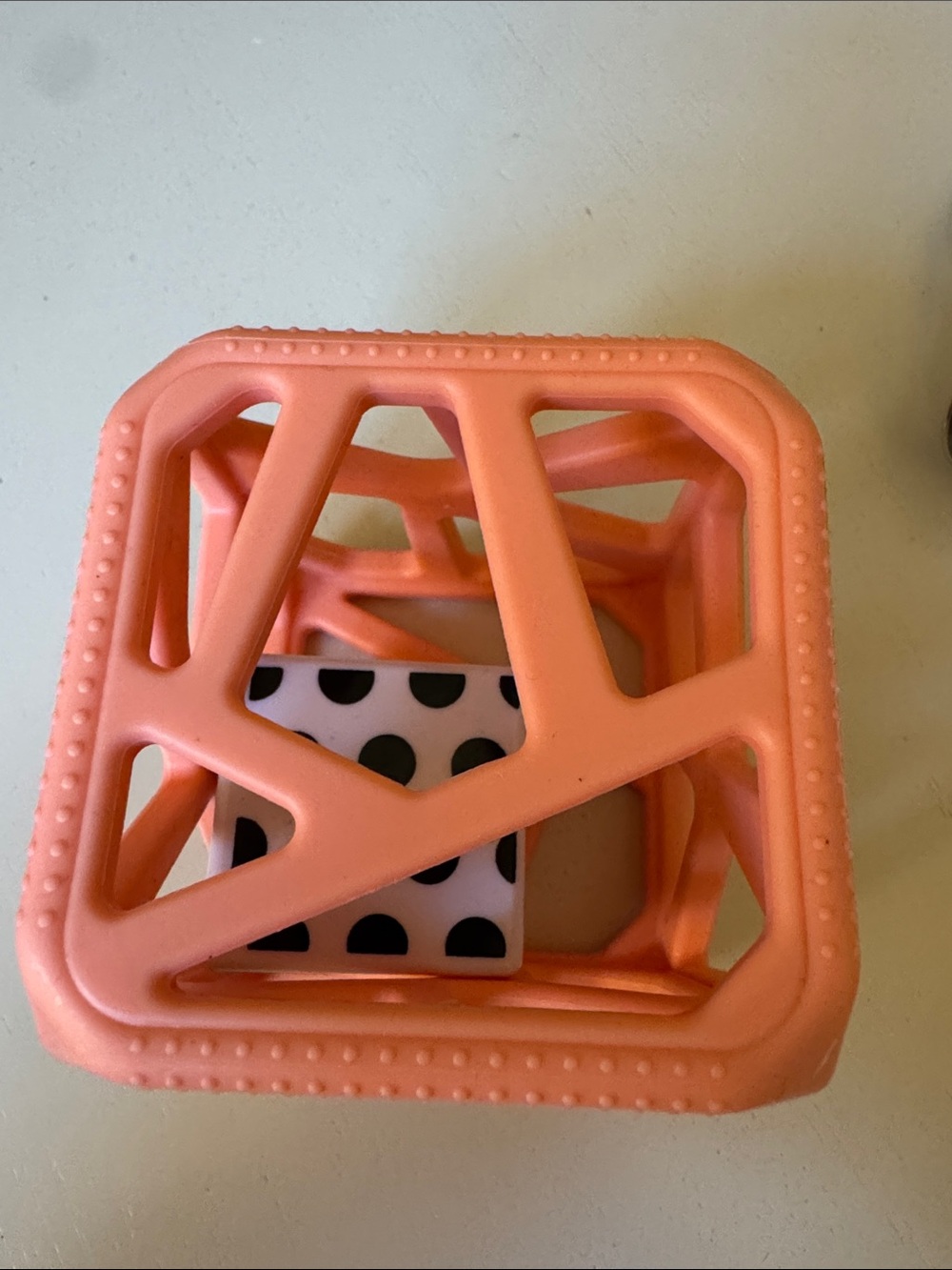 Fat Brain Peach Silicone Sensory Chew Cube Toy for Teething